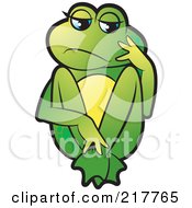 Poster, Art Print Of Green Frog Sitting And Thinking