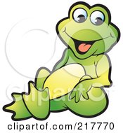 Poster, Art Print Of Green Frog Sitting And Smiling