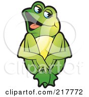 Poster, Art Print Of Green Frog Sitting And Laughing