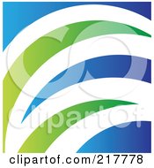 Poster, Art Print Of Abstract Blue White And Green Grass Logo Icon Or Background