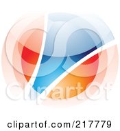 Poster, Art Print Of Abstract Blurry Orange And Blue Orb In Motion Logo Icon - 3