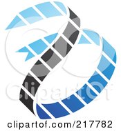 Poster, Art Print Of Abstract Blue And Black Ribbon Logo Icon