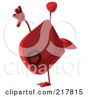 Royalty Free RF Clipart Illustration Of A 3d Red Foot Scale Character Doing A Hand Stand