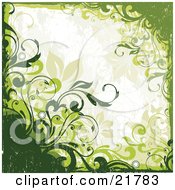 Clipart Picture Illustration Of Green Vines Circles And Flowers In A Jungle With Aging Texture