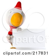 Royalty Free RF Clipart Illustration Of A 3d White Chicken Pointing At And Holding A Blank Sign