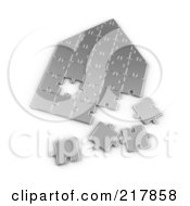 Royalty Free RF Clipart Illustration Of A Silver Incomplete House Shaped Puzzle by stockillustrations #COLLC217858-0101