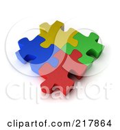 Royalty Free RF Clipart Illustration Of Four 3d Colorful Puzzle Pieces Interconnected by stockillustrations #COLLC217864-0101