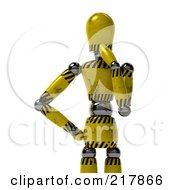 Golden Hazard Striped Mannequin Standing In Thought