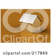 Royalty Free RF Clipart Illustration Of A 3d Silver Puzzle House On A Wooden Surface