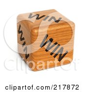 Poster, Art Print Of 3d Wood Dice With Win On Each Side