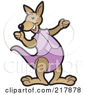 Royalty Free RF Clipart Illustration Of A Gesturing Kangaroo In Purple by Lal Perera