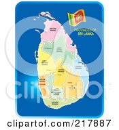 Poster, Art Print Of Map Of Sri Lanka And Its Provinces On Blue