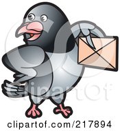 Gray Pigeon Holding An Envelope - 7
