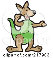 Poster, Art Print Of Gesturing Kangaroo In Green