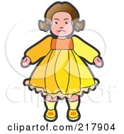 Royalty Free RF Clipart Illustration Of A Doll In A Yellow Dress