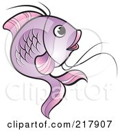 Poster, Art Print Of Purple Koi Fish Turning