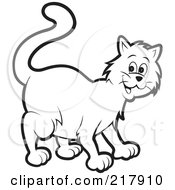 Royalty Free RF Clipart Illustration Of A Happy Outlined Cat by Lal Perera