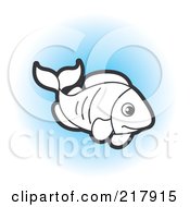 Poster, Art Print Of Black And White Fish Swimming On Blue