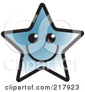 Royalty Free RF Clipart Illustration Of A Happy Blue Star