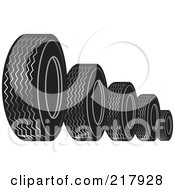 Poster, Art Print Of Row Of Black And White Auto Tires