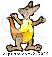 Poster, Art Print Of Gesturing Kangaroo In Yellow