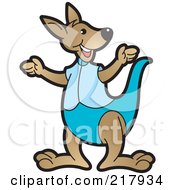 Poster, Art Print Of Gesturing Kangaroo In Blue