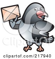 Poster, Art Print Of Gray Pigeon Holding An Envelope - 4