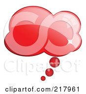 Royalty Free RF Clipart Illustration Of A Shiny Red Cloud Word Chat Or Speech Balloon Icon by KJ Pargeter