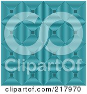 Royalty Free RF Clipart Illustration Of A Retro Turquoise Square Pattern Background