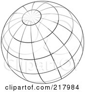 Royalty Free RF Clipart Illustration Of A Black And White Wire Frame Sphere Design Element 3