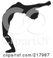 Black Silhouetted Woman Doing A Yoga Pose Bending Backwards