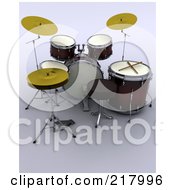 3d Drum Set With A Stool And Cymbals
