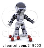 Poster, Art Print Of 3d Robot Standing By Dropped Juggling Balls