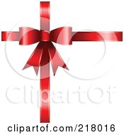 Royalty Free RF Clipart Illustration Of A 3d Shiny Red Gift Bow And Ribbon by KJ Pargeter