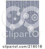Poster, Art Print Of Gray Christmas Background With Suspended White Snowflakes