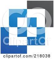 Poster, Art Print Of Abstract Blue White And Black Cubic Logo Icon Background