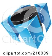 Royalty Free RF Clipart Illustration Of An Abstract Blue And Black Circle And Guards Logo Icon
