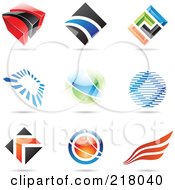 Poster, Art Print Of Digital Collage Of Abstract Logo Icons With Shadows - 1