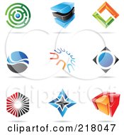 Royalty Free RF Clipart Illustration Of A Digital Collage Of Abstract Logo Icons With Shadows 18