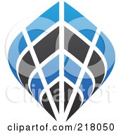 Poster, Art Print Of Abstract Blue And Black Ship Logo Icon