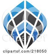Royalty Free RF Clipart Illustration Of An Abstract Blue And Black Ship Logo Icon by cidepix #COLLC218050-0145