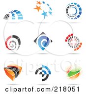 Poster, Art Print Of Digital Collage Of Abstract Logo Icons With Shadows - 19