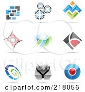 Poster, Art Print Of Digital Collage Of Abstract Logo Icons With Shadows - 13