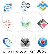 Royalty Free RF Clipart Illustration Of A Digital Collage Of Abstract Logo Icons With Shadows 13
