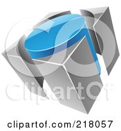 Poster, Art Print Of Abstract Blue And Gray Circle And Guards Logo Icon