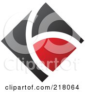 Poster, Art Print Of Abstract Red And Black Diamond And Path Logo Icon