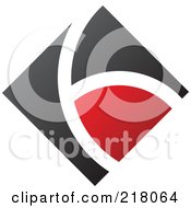 Royalty Free RF Clipart Illustration Of An Abstract Red And Black Diamond And Path Logo Icon