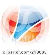 Poster, Art Print Of Abstract Blurry Orange And Blue Orb In Motion Logo Icon - 3