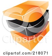 Royalty Free RF Clipart Illustration Of An Abstract Black And Orange Swoosh Cubic Logo Icon