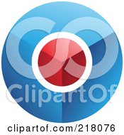 Royalty Free RF Clipart Illustration Of An Abstract 3d Red Circle With A Green Top Logo Icon